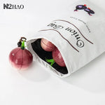 sac rangement légumes blanc imprimé fraîcheur corde nouer potatoes onions simple pratique