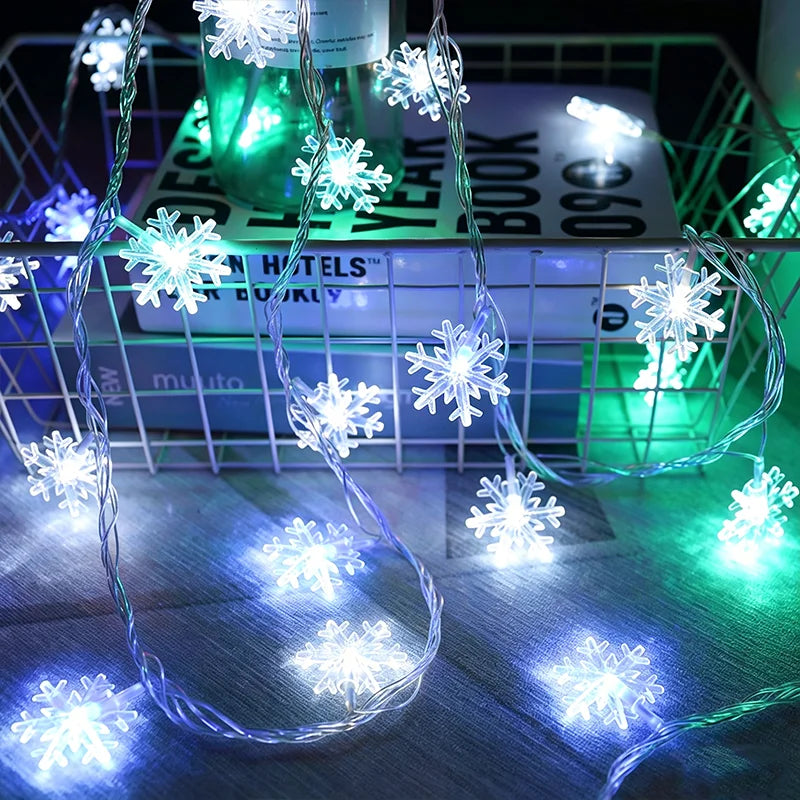 guirlande lumineuse flocons neige blanc multicolore intérieur ambiance noël led