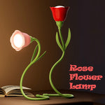 veilleuse fleur rose rechargeable pliable moderne nuit table led rouge violette chambre