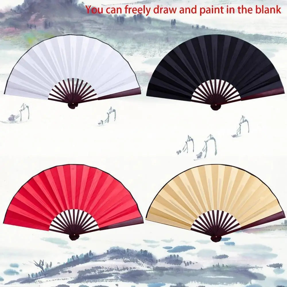 éventail pliant 10 pouces blanc rouge noir classique rayures clips double face
