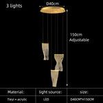 suspension lumineuse contemporaine dorée organique ondulée chaînes suspendues flux lumineux élevé certification rohs ul