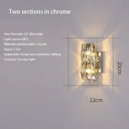 applique murale led moderne cristal cubes géométriques luminaire décoratif salon cuisine maison intérieur
