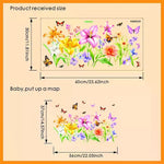 stickers muraux fleurs papillons multicolores salle bain cuisine décoration carreaux adhésifs amovibles artistiques