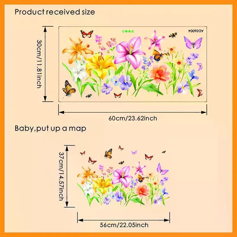 stickers muraux fleurs papillons multicolores salle bain cuisine décoration carreaux adhésifs amovibles artistiques