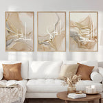 affiche art moderne minimaliste toile coton beige doré motif marbre abstrait texte allahu akbar