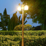 lampe rue classique vintage deux lanternes led noir doré ornements métalliquesextérieur ip65 flux lumineux