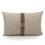 housse coussin lit patchwork gris clair contemporain texture bouclée fixation polyester
