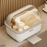 organisateur vaisselle blanc beige violet moderne drainage assiettes bols cuillères tasses rangement hermétique multifonctionnel