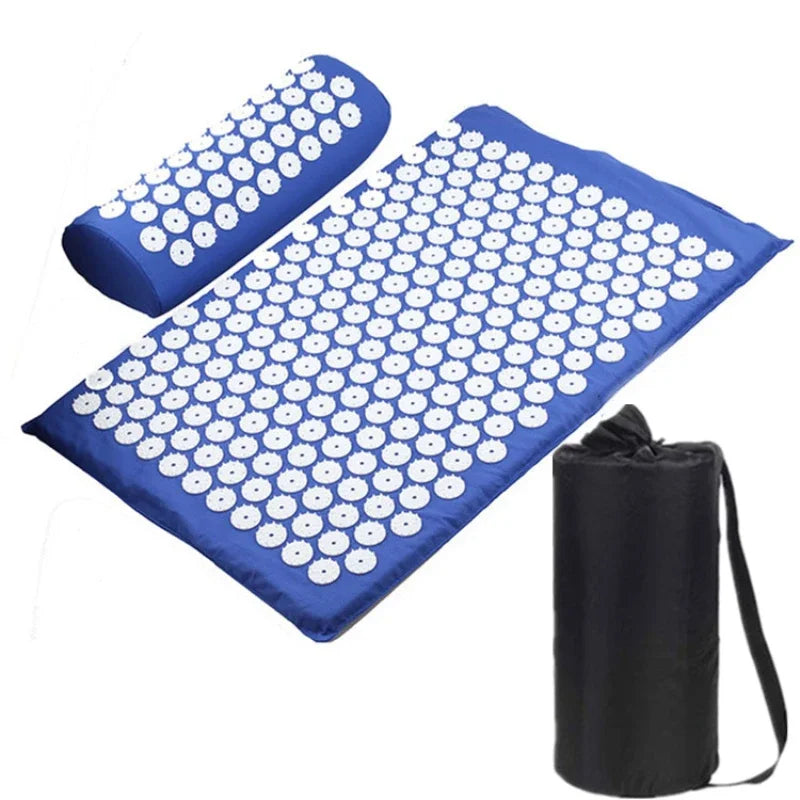 tapis massage acupression relaxation points blancs vert violet bleu moderne ergonomique sac transport