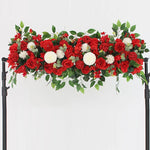 guirlande florale artificielle fleurs roses dahlias feuilles vertes décoration murale extérieure 100cm blanc rose