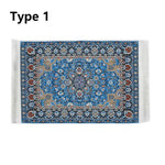 tapis rectangulaire traditionnel motif floral bordure frisée adhésif opacité rétro textiles vintage