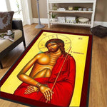 tapis religieux icône orthodoxe rouge bleu doré motif traditionnel salon chambre maison décoratif moderne