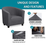 fauteuil moderne housse polyester jacquard gris élégants boutons protection salon automne hiver