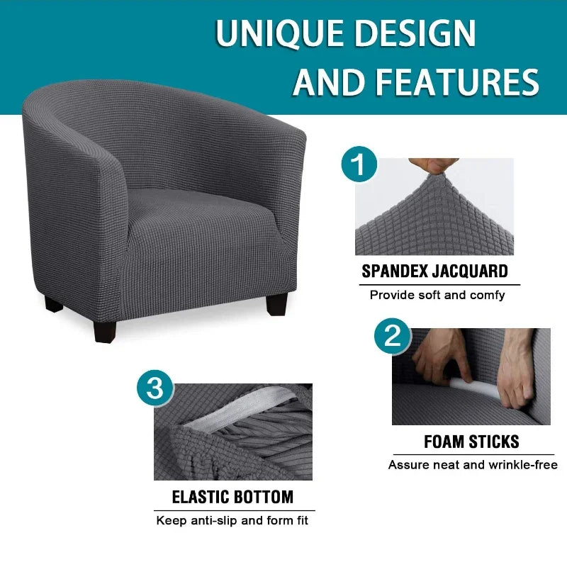 fauteuil moderne housse polyester jacquard gris élégants boutons protection salon automne hiver