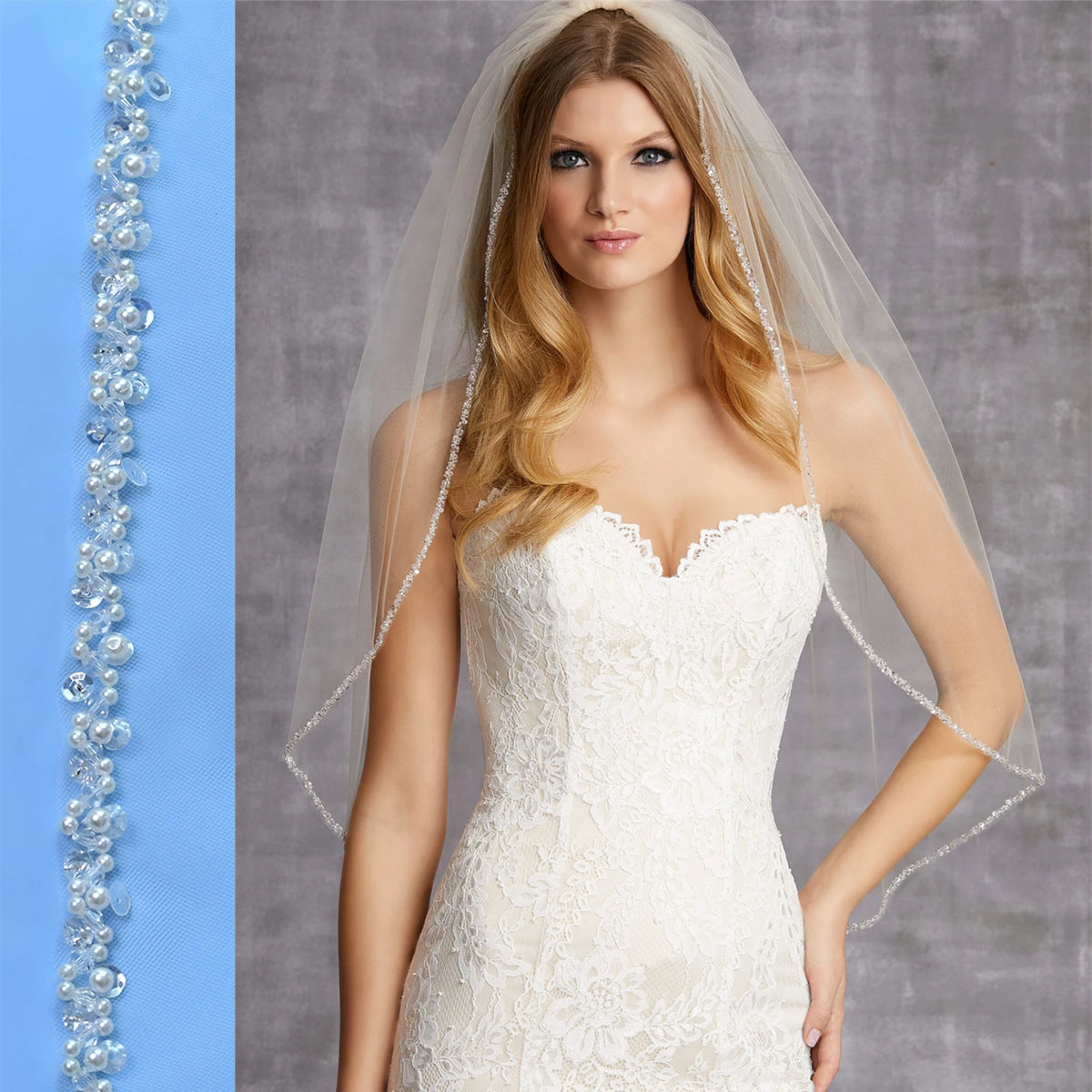 voile mariée blanc strass classique élégant bridal veil crème écru soirée