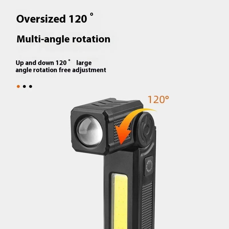 lampe poche rechargeable led industrielle aimantée clip multifonctionnelle travaux lumière noire jaune