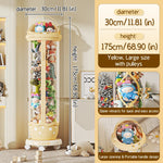 boîte rangement transparente peluches alien beige étoiles ouverture large roulettes mobile