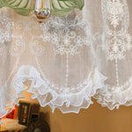 rideau fenêtre transparent dentelle brodée shabby chic fleur motif floral vintage beigeclair