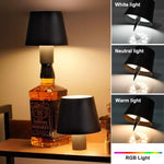 lampe table led rechargeable contemporaine base pierre abat jour noir tactileextérieur restaurant bar festival