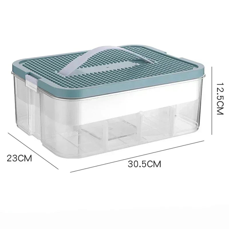 Boîte rangement Lego rouge transparente avec fermeture pratique