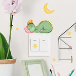 stickers mural lumineux dinosaures palmiers soleil lune étoiles floral cartoon adhésif chambre salon vert