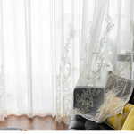rideau brodé floral blanc moderne tulle polyester transparent élégant français 100x200 cm