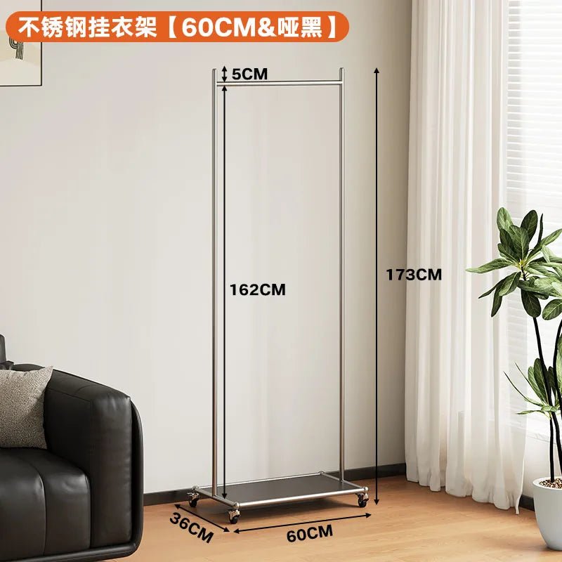 porte manteau moderne acier inoxydable gris roulettes vintage fonctionnel entrée chambre coucher