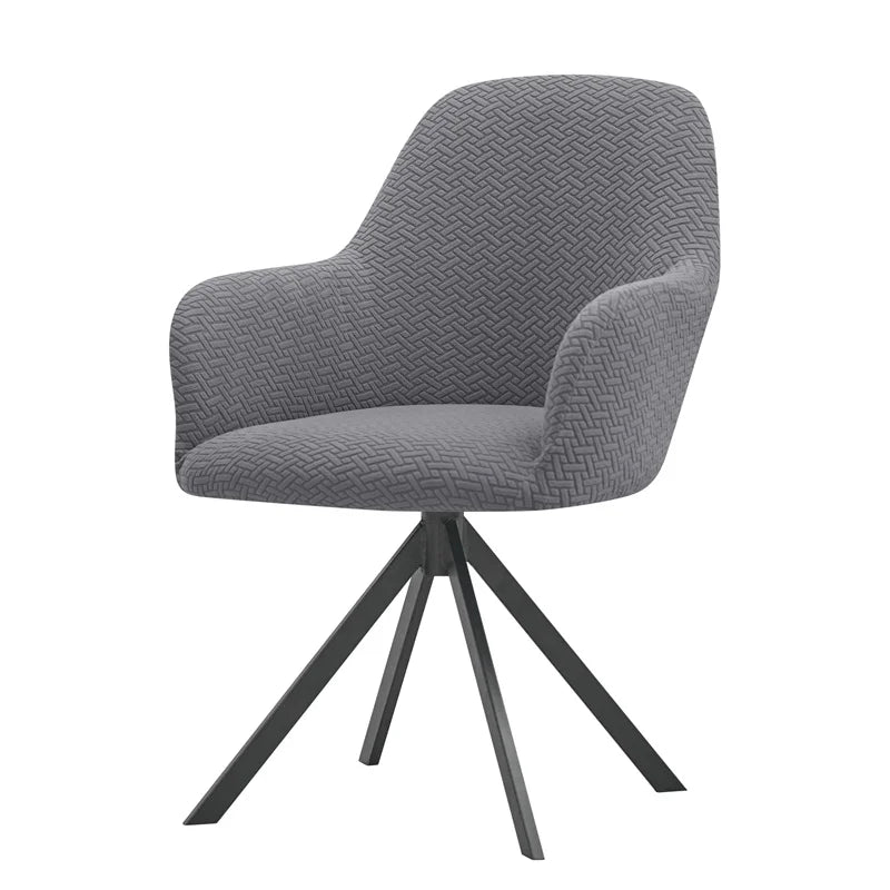 housse fauteuil pivotant jacquard gris moderne élasthanne polyester tringles complète