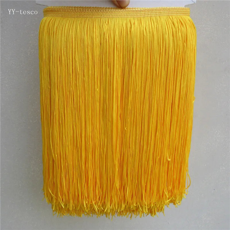 franges polyester orange rayées 30cm long 5mètres rideau décoration vêtement textile moderne
