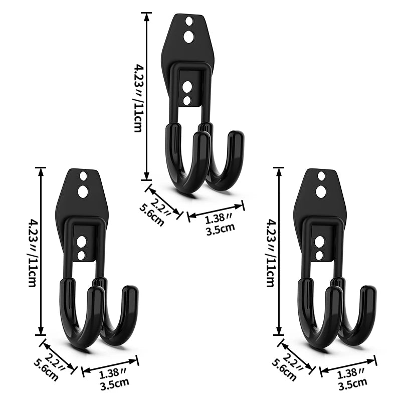 crochet mural acier noir support rangement outils garage vélo escabeau fixation vis