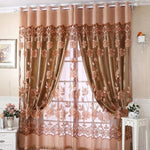 rideaux polonais floral translucides rose violet marron brodés chanvre romantiques salon chambre
