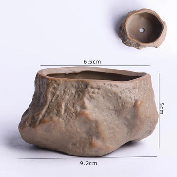 pots plantes succulentes céramique forme pierre drainage moderne naturel opaque marron rocheux