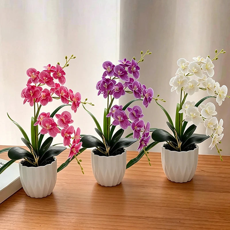 décoration intérieure orchidées artificielles fleurs feuilles synthétiques moderne blanc rose violet jaune