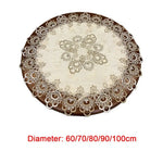 nappe ronde fleurs complexes crème blanc marron semi translucide élégante table dîner 60 70