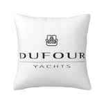 coussin décoratif noir blanc logo DUFOUR YACHTS moderne nautique 45x45cm polyester jacquard