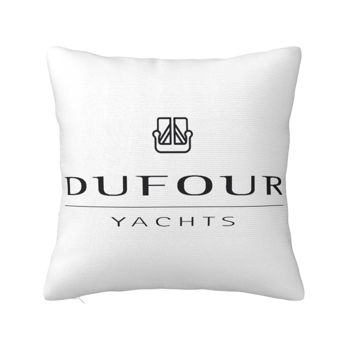 coussin décoratif noir blanc logo DUFOUR YACHTS moderne nautique 45x45cm polyester jacquard