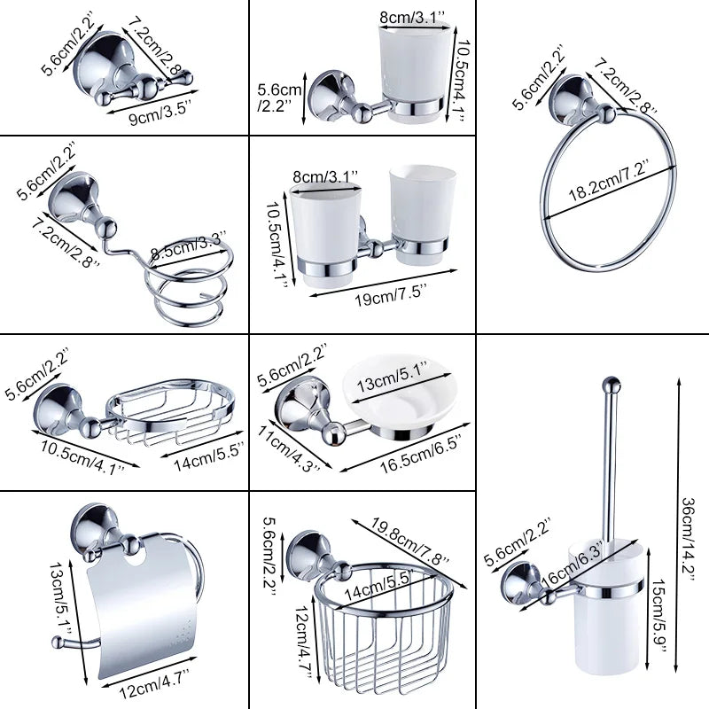 accessoires salle bain chrome moderne porte savon serviette rouleau papier toilette brosse dents linge