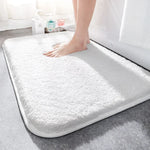 tapis bain gris clair poilu duveteux antidérapant polyester moderne salle bain toilette rectangle