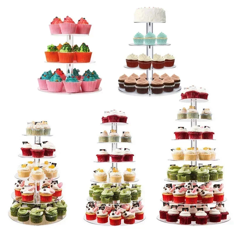 support cupcakes transparent moderne niveaux vis verticales grille 4mm epaisseur acrylique respectueux environnement