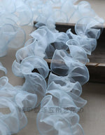 écharpe plissée organza polyester transparente rose vert blanc mariage mode occasionnelle