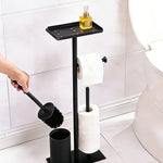 support toilette moderne noir acier inoxydable plaque carrée rouleaux papier toilette brosse wc plateau