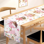 chemin table fleurs fées aquarelle fantaisie maisonnette rose blanc variété saisonnalité table