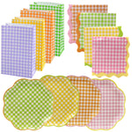 serviettes papier festives carreaux fruits pommes poires anniversaire mariage printemps orange rose