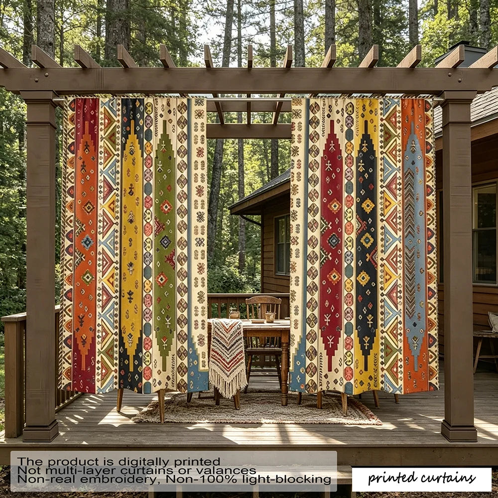rideaux imprimés géométriques multicolore moderne opaques polyester inclusiaux fenêtres