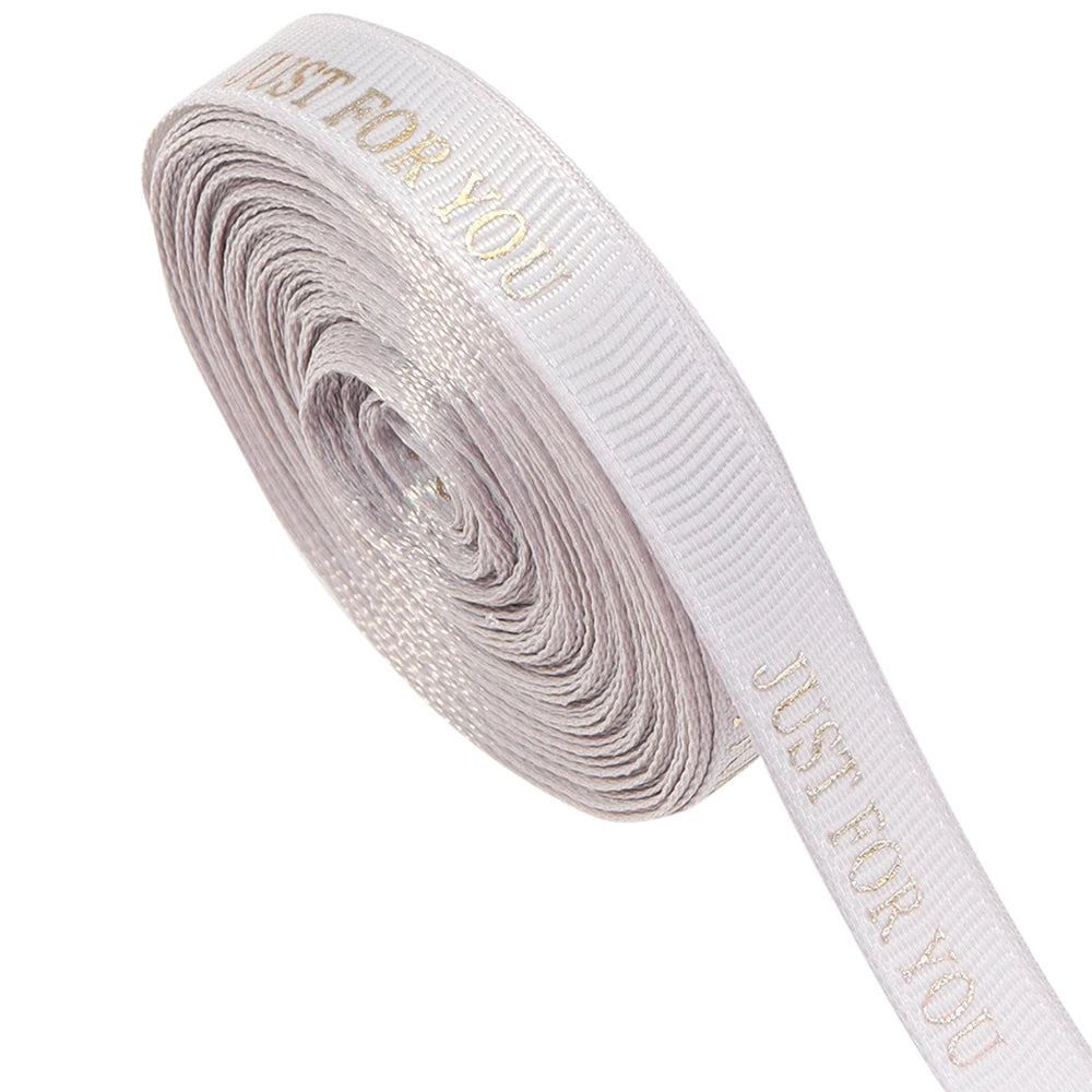 ruban polyester imprimé rayures just for you 10 yards beige rose gris blanc rouge