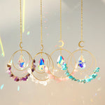 suncatcher ornement boho chic semi précieuses cristal violet blanc doré pendaison