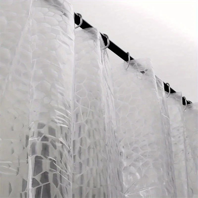 rideau douche moderne transparent motifs géométriques blanc gris noir métallique