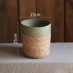 panier tissé main fibre naturelle vert clair beige rustique réutilisable respectueux environnement pliable rangement