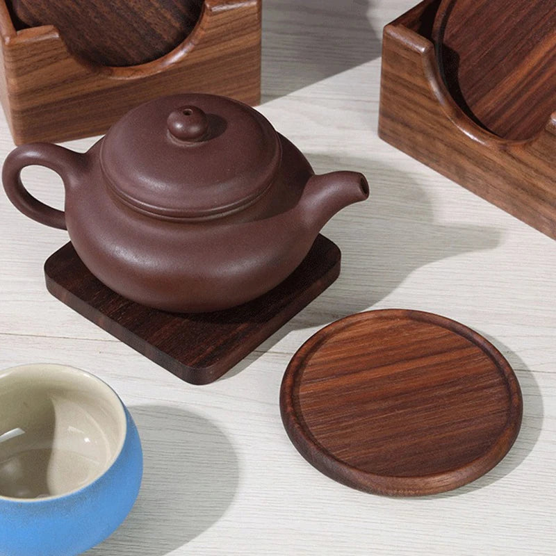 coasters bois naturels respectueux environnement minimaliste bois chêne noyer sets coeurs rectangles