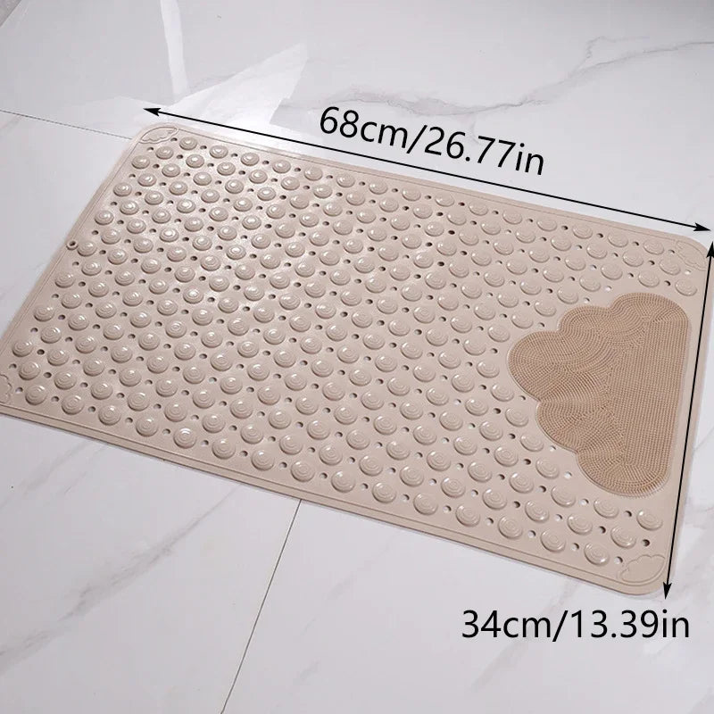 tapis douche bain gris bleu clair texturé cercles reliefs moderne minimaliste